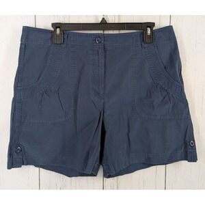 Vanheusen Size 12 Dark Blue Cotton Womens Casual‎ Chino Summer Shorts